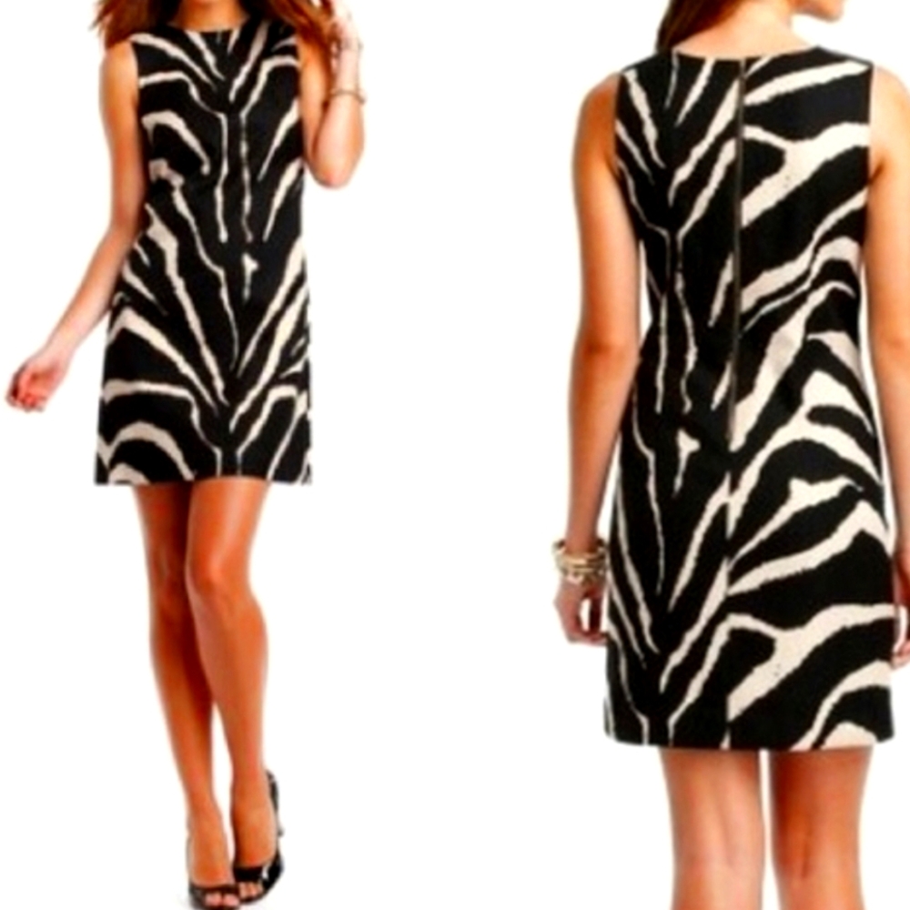 LOFT Black and White Sheath Mini Dress